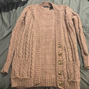 Moda International Cable Knit Cardigan - Mauve